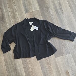 CJ Banks Charcoal Open Front Cardigan